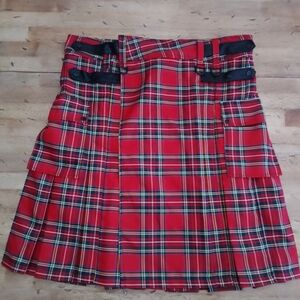 Plaid Red Women's Grung Punk Skirt XL